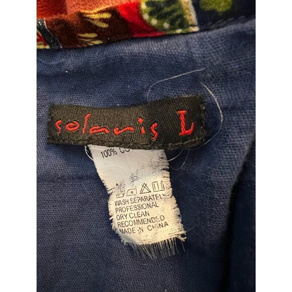 Boho Floral Cotton Wrap Dress – Blue Bird Print – Size Large by Solaris - Picture 7 of 14